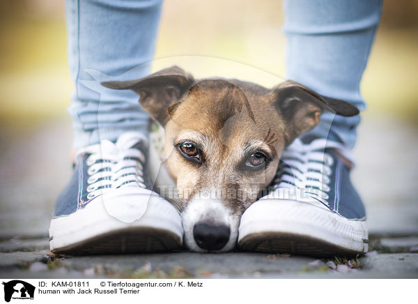 Mensch mit Jack Russell Terrier / human with Jack Russell Terrier / KAM-01811