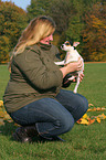 woman and Jack Russell Terrier Puppy