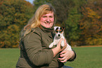 woman and Jack Russell Terrier Puppy