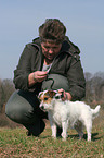 Jack Russell Terrier gets flea collar