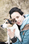 human with Jack Russell Terrier