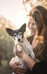 woman and Jack Russell Terrier