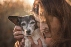 woman and Jack Russell Terrier