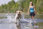 woman with Labrador Retriever