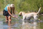 woman with Labrador Retriever