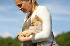 woman with Miniature Spitz