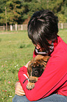 woman with Old English Mastiff Puppy