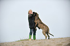 woman and Old English Mastiff