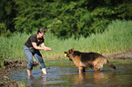 playing Old German Shepherd