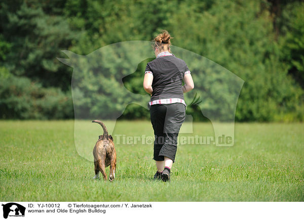 Frau und Olde English Bulldog / woman and Olde English Bulldog / YJ-10012