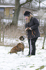 woman with Olde English Bulldog