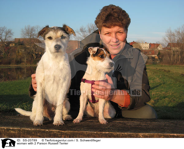 Frau mit 2 Parson Russell Terriern / woman with 2 Parson Russell Terrier / SS-20789