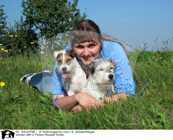 Frau mit 2 Parson Russell Terriern / woman with 2 Parson Russell Terrier / SS-20798