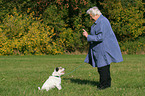 woman and Parson Russell Terrier