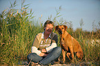 woman and Rhodesian Ridgeback