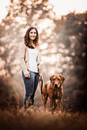 woman and Rhodesian Ridgeback