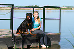 woman and Rottweiler