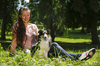 woman and Sheltie