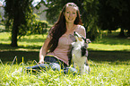 woman and Sheltie