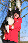 woman and Sheltie