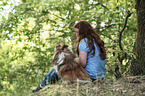 woman with Sheltie