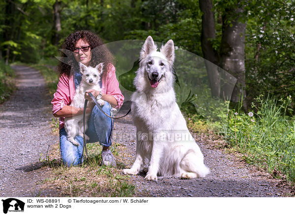 Frau mit 2 Hunden / woman with 2 Dogs / WS-08891