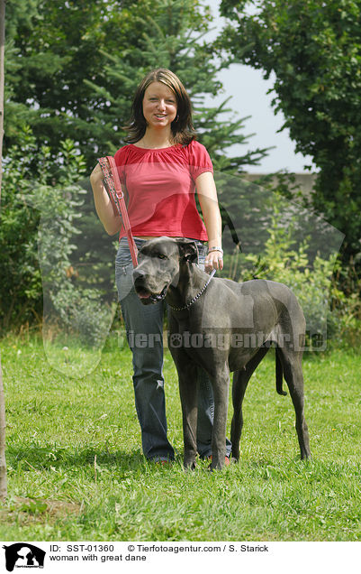 Frau mit Dogge / woman with great dane / SST-01360