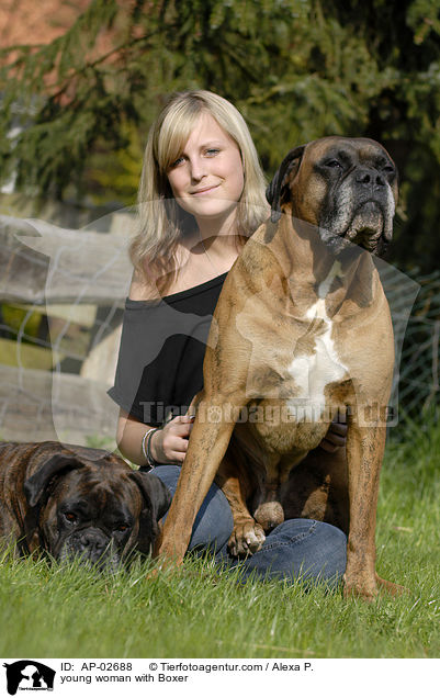 junge Frau mit Boxer / young woman with Boxer / AP-02688