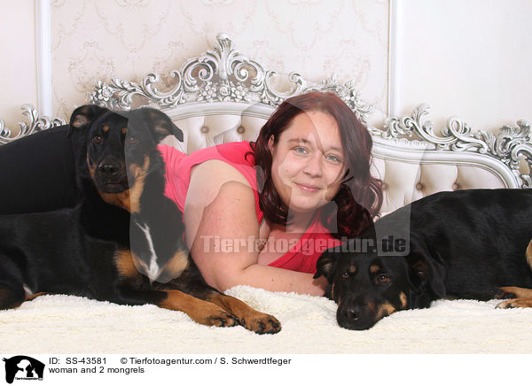 Frau und 2 Mischlinge / woman and 2 mongrels / SS-43581