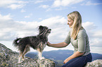 woman and Chinese-Crested-Mongrel