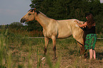 woman with Appaloosa