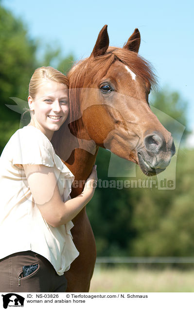 Frau und Araber / woman and arabian horse / NS-03826