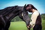 woman and arabian horse