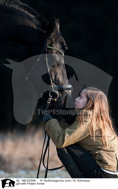 Mdchen mit Friese / girl with Frisian horse / NS-03388