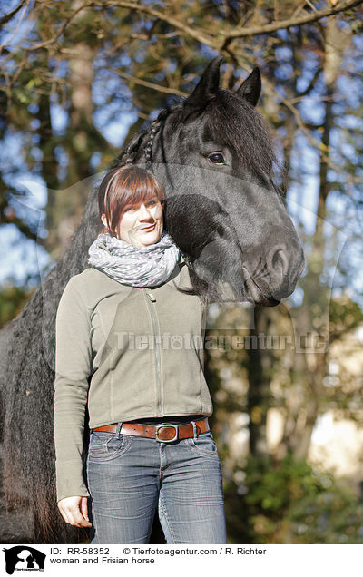 woman and Frisian horse / RR-58352