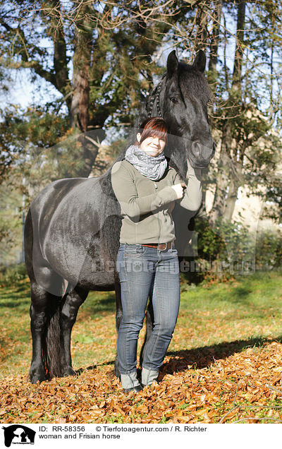 woman and Frisian horse / RR-58356