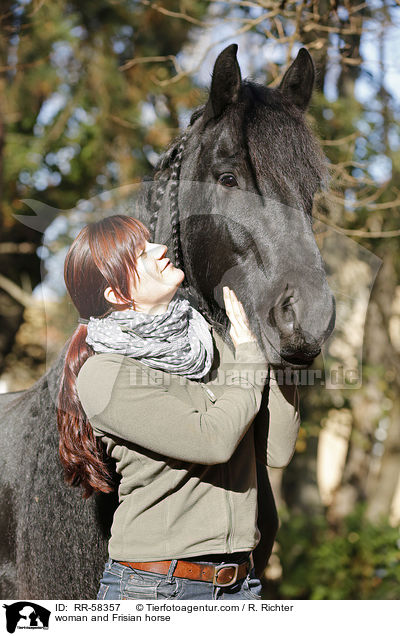 woman and Frisian horse / RR-58357