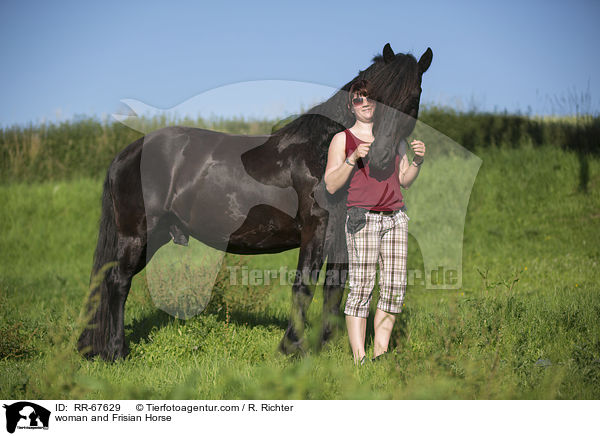 woman and Frisian Horse / RR-67629