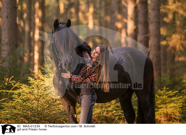 Mdchen und Friese / girl and Frisian horse / MAS-01239