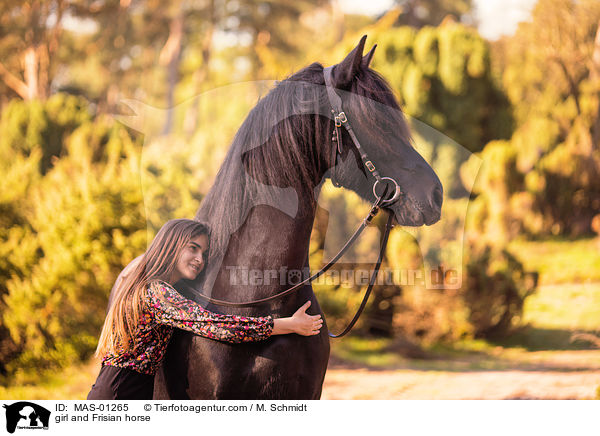 Mdchen und Friese / girl and Frisian horse / MAS-01265