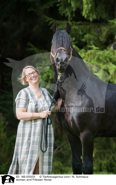 woman and Friesian Horse / NS-05005