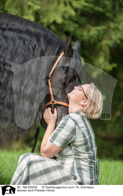 woman and Friesian Horse / NS-05008