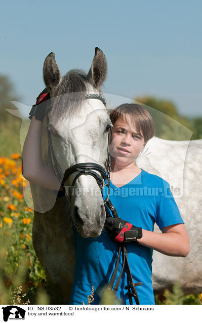 Junge und Deutsches Reitpferd / boy and warmblood / NS-03532