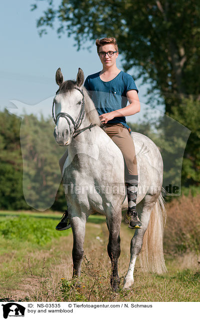 Junge und Deutsches Reitpferd / boy and warmblood / NS-03535