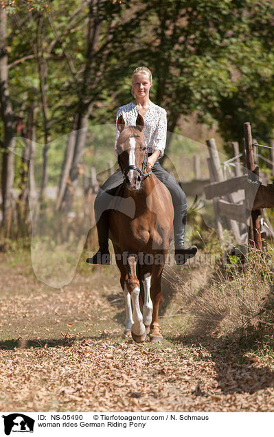 woman rides German Riding Pony / NS-05490