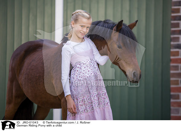 Deutsches Reitpony mit Kind / German Riding Pony with a child / JRO-01043