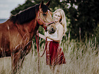 woman with german riding pony