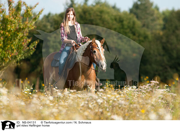 Mdchen reitet Haflinger / girl rides Haflinger horse / NS-04131