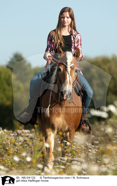 Mdchen reitet Haflinger / girl rides Haflinger horse / NS-04132