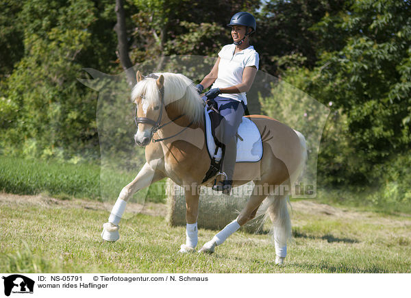 Frau reitet Haflinger / woman rides Haflinger / NS-05791